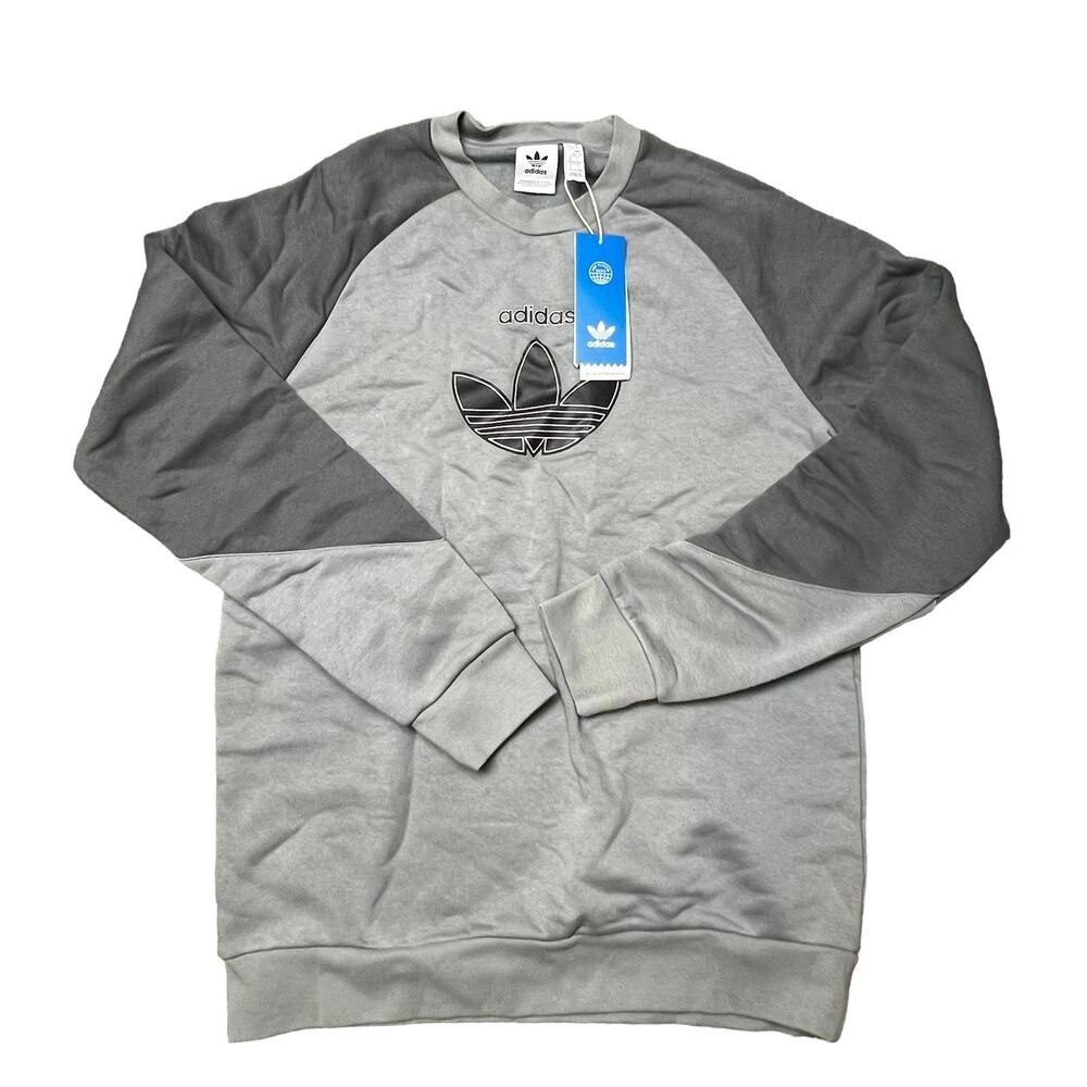 Adidas Crew Kids Sweatshirt Size XL Two Tone Gray Long Sleeve NEW WITH TAGS